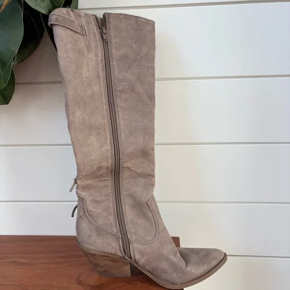 Carlos Santana Lever Doe Fringe Boots Gray Suede Western Cowgirl Festive 9.5 M - Picture 6 of 12